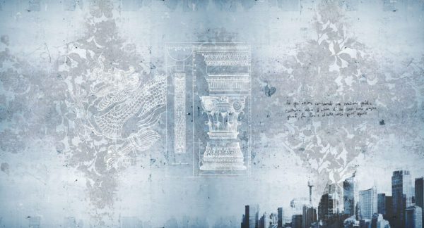 Carte da parati modello Fregio doppio azzurro