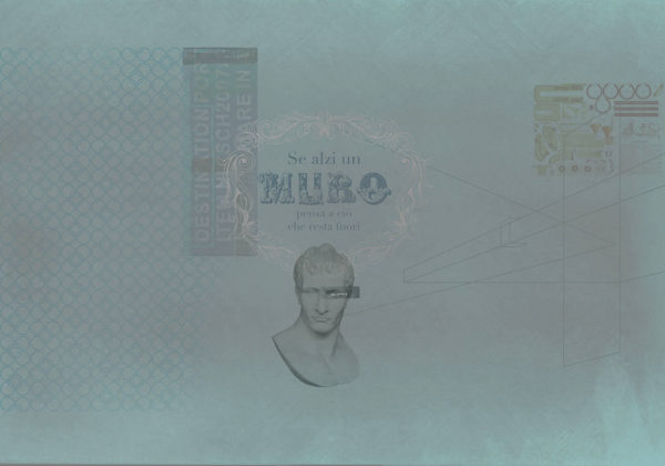 Carte da parati modello Se alzi un muro… grigio azzurro